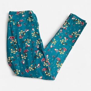 LulaRoe Leggings, Blue with Floral and Butterflies, One Size